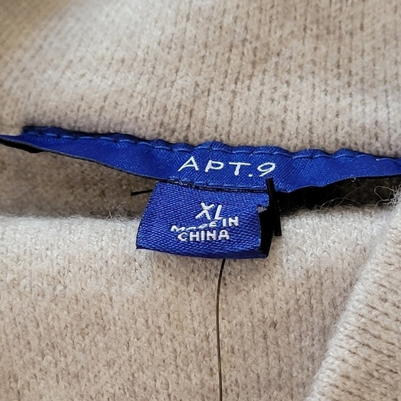 Apt 9 Oatmeal and Gray Striped Mock Neck Pullover Sweater Sz L and XL - Picture 4 of 5